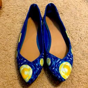 Custom hand painted Starry Night flats